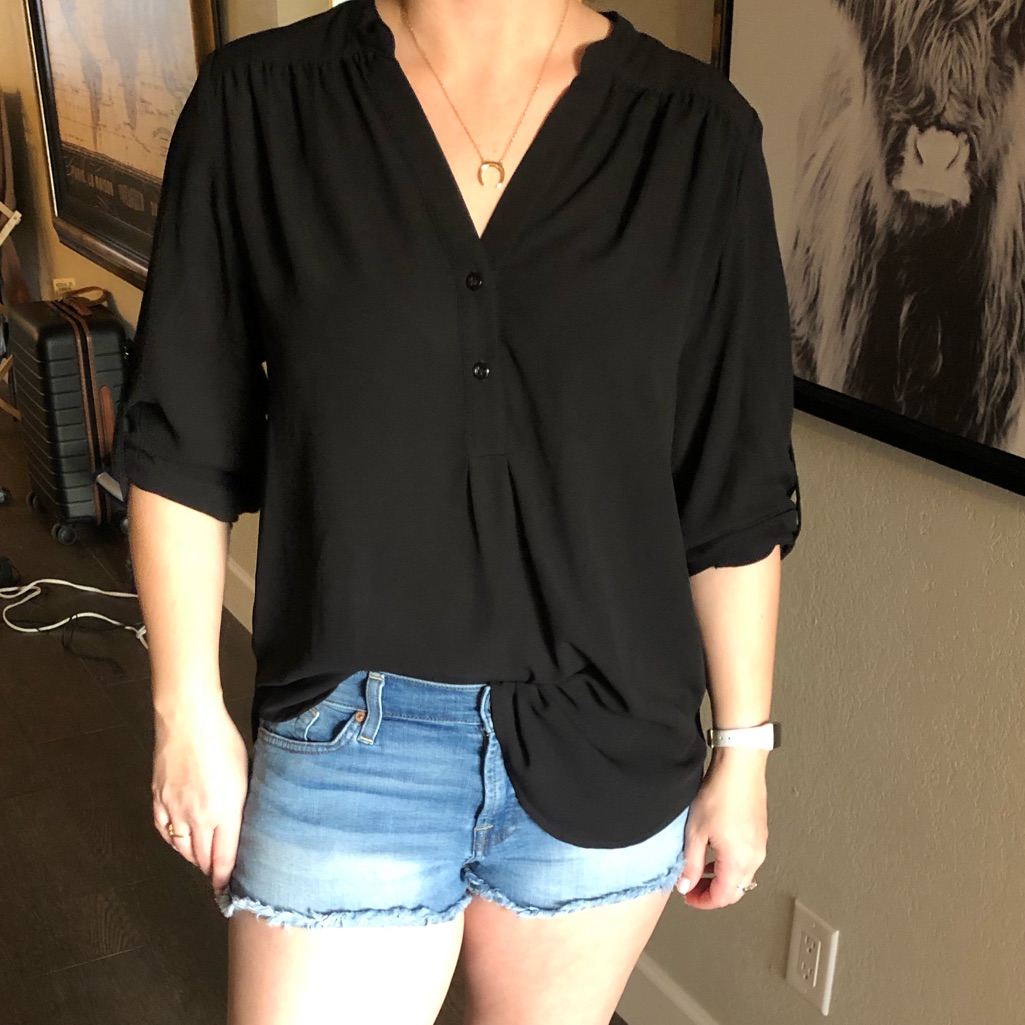 Halogen Black Two Button Work Blouse